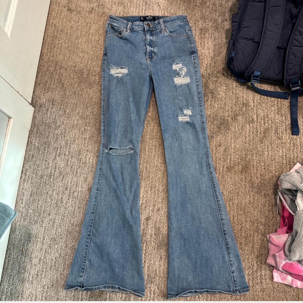 Hollister Light Blue Distressed Flare Jeans